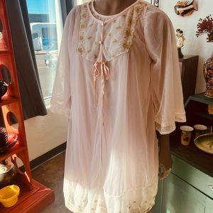 Vintage Jeannette Nylon Tricot see through Nighty and Robe